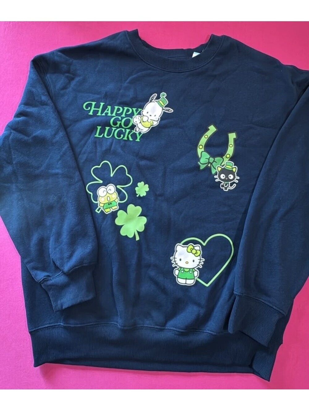 Hello Kitty Happy Go Lucky Sweatshirt Blue Size XS Sanrio Graphic